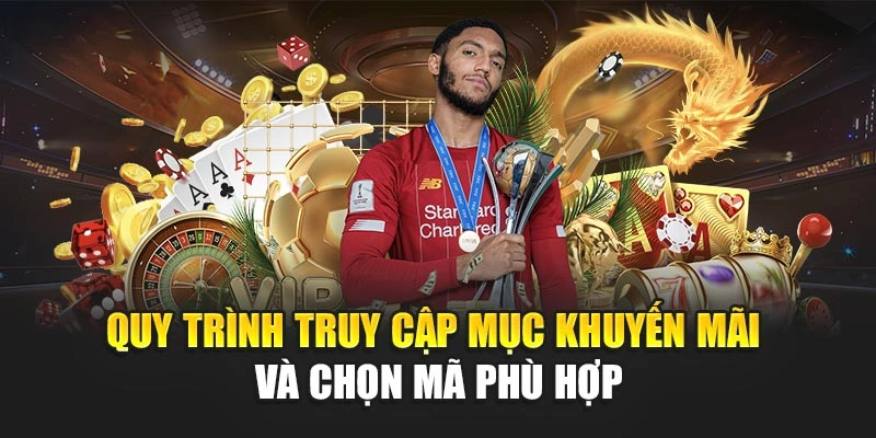 Quy trình truy cập mục khuyến mãi và chọn mã phù hợp